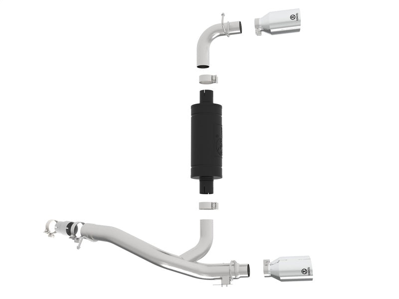 aFe Takeda Sistema de escape con eje trasero 304 SS de 3 pulgadas con punta pulida 16-18 Ford Focus RS 2.3L (t)