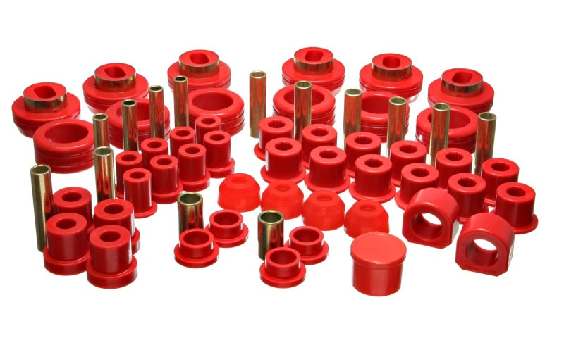 Suspensión energética 81-87 Chevy/GMC 4WD (con resortes delanteros del mercado de accesorios) Juego de bujes maestros Hyper-flex rojos