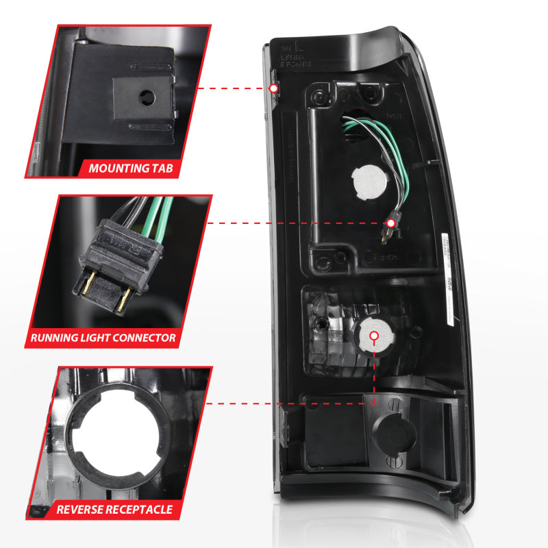 ANZO 2003-2006 Chevy Silverado 1500 luces traseras LED estilo tablón negro con lente ahumada