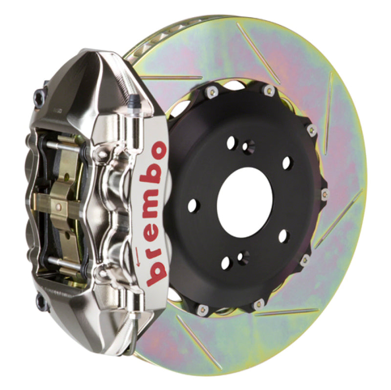 Brembo 06-09 S2000 Trasero GTR BBK 4 Pistón Billet328x28 2pc Rotor Ranurado Tipo 1 - Niquelado