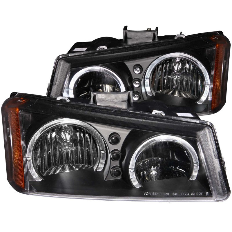 ANZO 2003-2006 Chevrolet Silverado 1500 Faros delanteros de cristal con halo negro