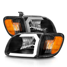 Cargar imagen en el visor de la galería, ANZO 00-04 Toyota Tundra (solo compatible con cabina Reg/Acc) Faros delanteros de cristal con barra de luz negra con luz de esquina