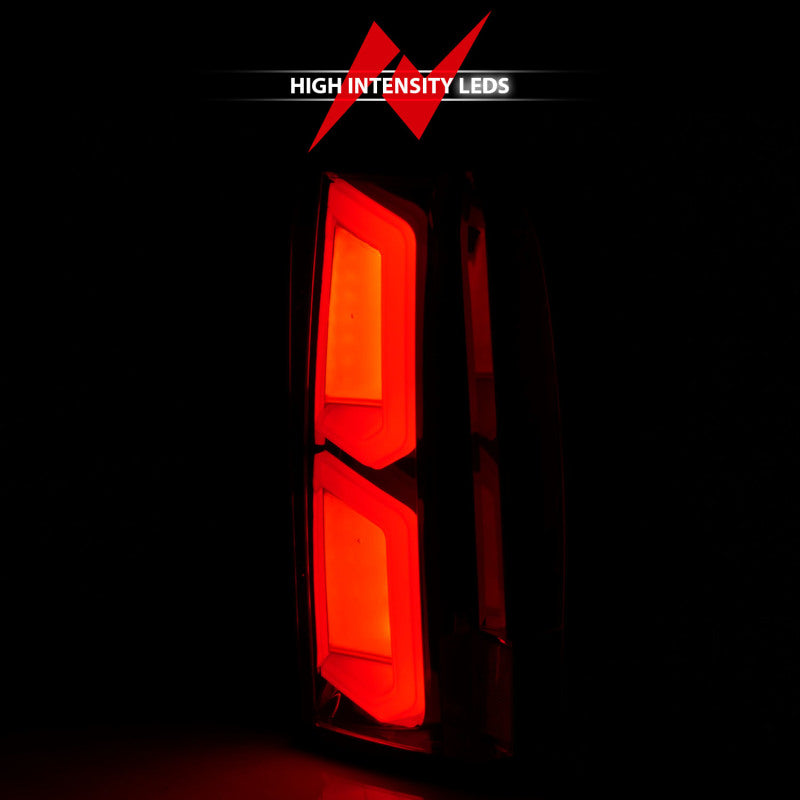 ANZO 2015-2020 Chevrolet Tahoe luces traseras LED con barra de luz, carcasa cromada, lente transparente