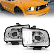 Cargar imagen en el visor de la galería, ANZO 05-09 Ford Mustang (w/Factory Halogen HL Only) Projector Headlights w/Light Bar Chrome Housing