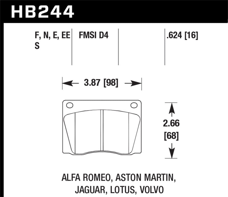 Pastillas de freno delanteras Hawk 72-74 Jaguar XJ12 / 72-75 XJ6 HT-10 Race
