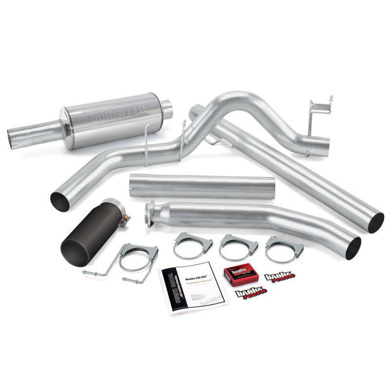 Banks Power 98-00 Dodge 5.9L Ext Cab Git-Kit - Escape único SS con punta negra
