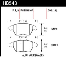 Cargar imagen en el visor de la galería, Pastillas de freno delanteras Hawk Audi A3 Quattro / VW EOS / Golf / Jetta / Passat / Rabbit HPS