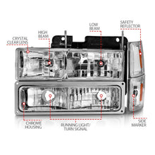 Cargar imagen en el visor de la galería, ANZO 88-98 Chevrolet C1500 Faros delanteros de cristal cromados con luces de señal y de posición laterales