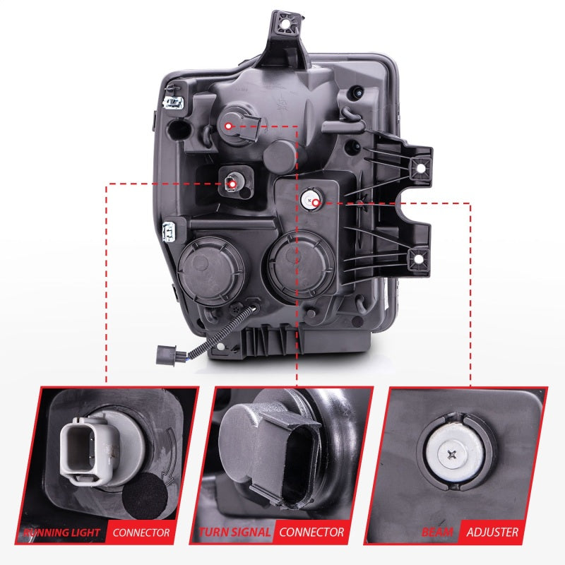 ANZO 2008-2010 Ford F-250 Faros delanteros con proyector con halo negro (CCFL)