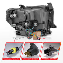 Cargar imagen en el visor de la galería, ANZO 2014-2017 Toyota Tundra Faros delanteros LED de cristal con carcasa negra Switchback con DRL