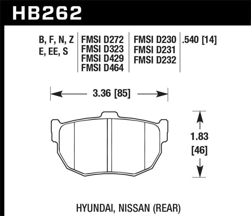 Hawk 89-97 Nissan 240SX SE Pastillas de freno traseras de cerámica de alto rendimiento