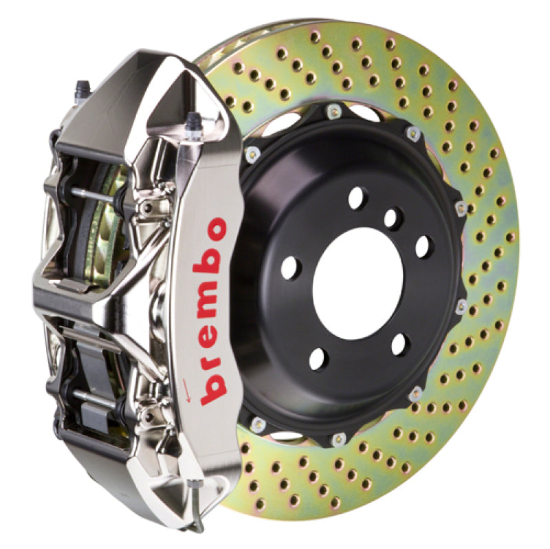 Brembo 07-12 335xi Delantero GTR BBK 6 Pistón Billet 380x32 2pc Rotor Perforado - Níquel