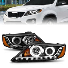 Cargar imagen en el visor de la galería, ANZO 2011-2013 Kia Sorento Faros delanteros con proyector con halo negro (CCFL)