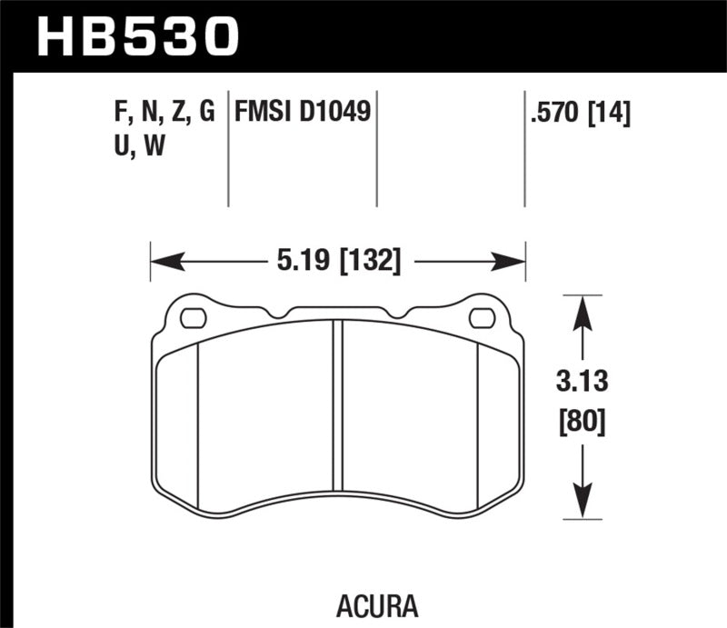 Hawk 07-08 Acura TL Type S Pastillas de freno delanteras de cerámica de alto rendimiento