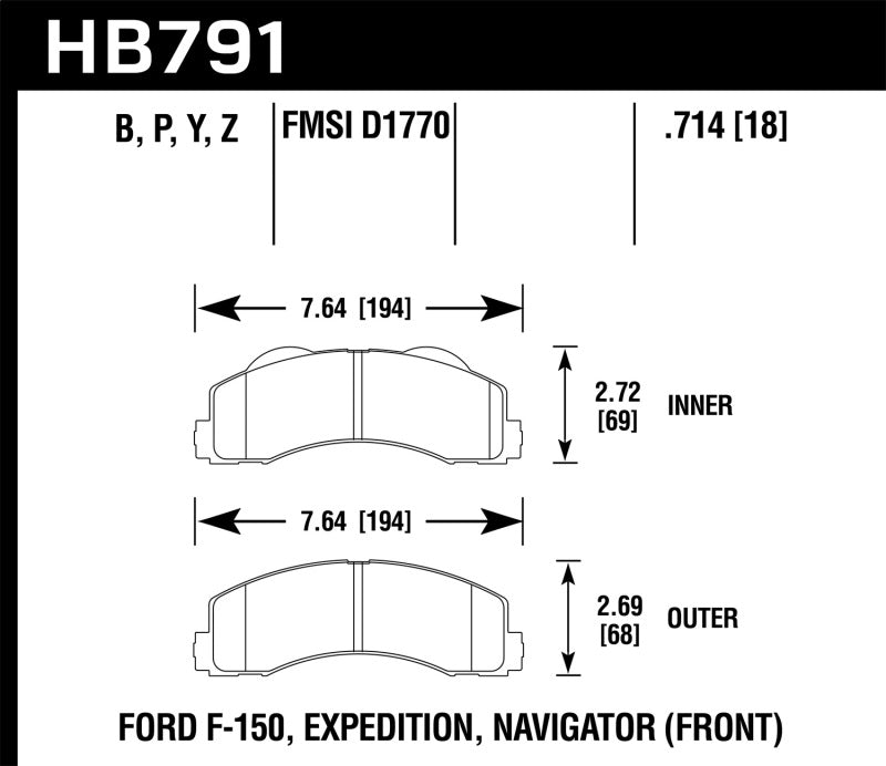 Pastillas de freno delanteras Hawk 14-16 Ford F-150 LTS Street
