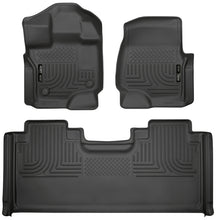 Cargar imagen en el visor de la galería, Husky Liners 15-19 F-150 SuperCab Weatherbeater Black Front &amp; 2nd Seat Floor Liners