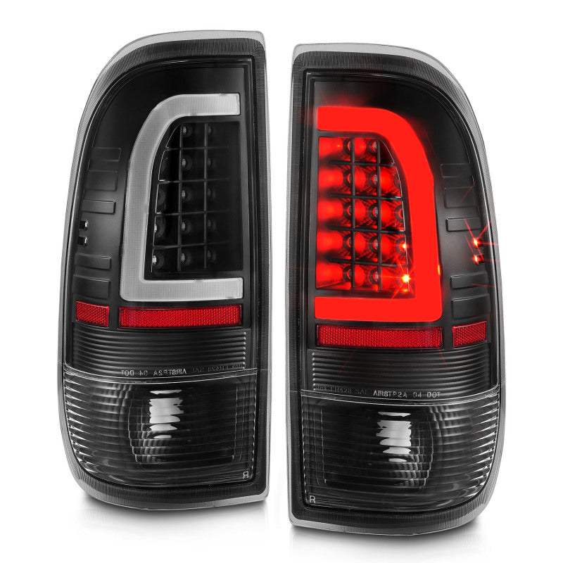 ANZO 1997-2003 Ford F-150 luces traseras LED con barra de luz, carcasa negra, lente transparente