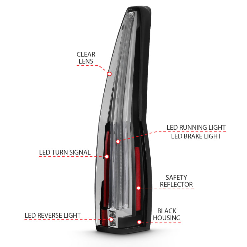 ANZO 2007-2014 Cadillac Escalade luces traseras LED rojo/transparente