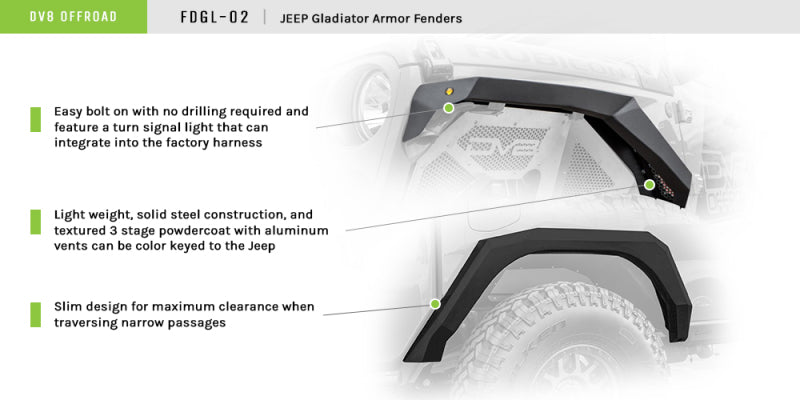 Guardabarros todoterreno Jeep Gladiator Armor DV8 2019+