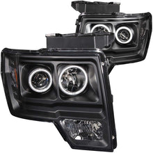 Cargar imagen en el visor de la galería, ANZO 2009-2014 Ford F-150 Faros delanteros con proyector con halo negro (CCFL)