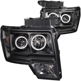 ANZO 2009-2014 Ford F-150 Faros delanteros con proyector con halo negro (CCFL)