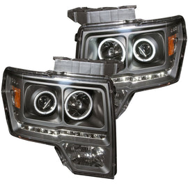 ANZO 2009-2014 Ford F-150 Faros delanteros con proyector con halo negro (CCFL) G2
