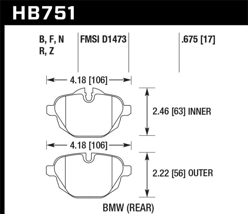 Hawk 2015 BMW 428i Gran Coupe / 11-16 535i / 11-16 X3/X4 HP Plus Pastillas de freno traseras