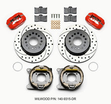 Cargar imagen en el visor de la galería, Wilwood Forged Dynalite P/S Park Brake Kit Drilled Red 12 Bolt 2.75in offset Staggered Shock