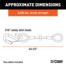 Load image into Gallery viewer, RockJock Curt Towing Safety Cable Kit 44 1/2in Long w/ 2 Snap Hooks 5000lbs 2-Pack