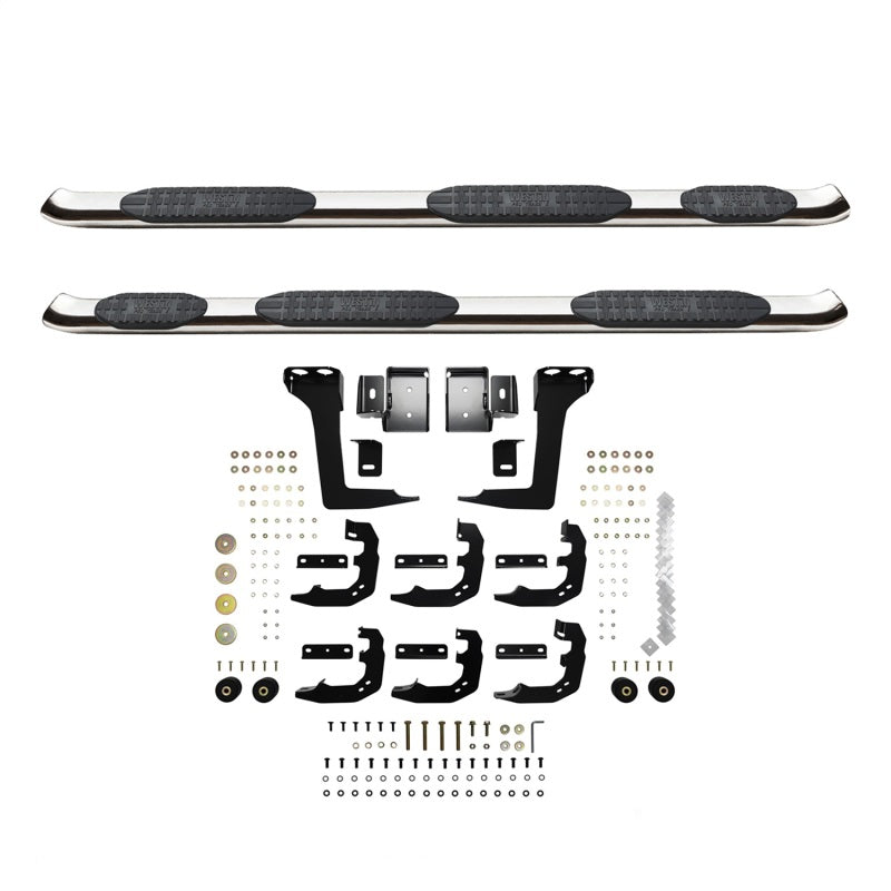 Westin 19-20 Ram 1500 Quad Cab con caja de 6.5 pies PRO TRAXX 5 W2W Barras de paso Nerf ovaladas - Acero inoxidable