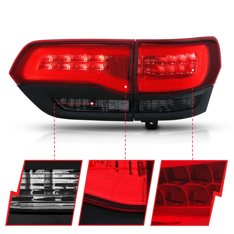 ANZO 2014-2016 Jeep Grand Cherokee luces traseras LED rojo/ahumado