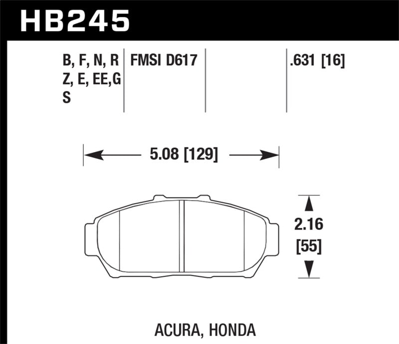 Hawk 1997-2001 Acura Integra GS HPS 5.0 Pastillas de freno delanteras