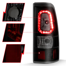 Cargar imagen en el visor de la galería, ANZO 1999-2002 Chevy Silverado 1500 luces traseras LED estilo tablón negro con lente ahumada
