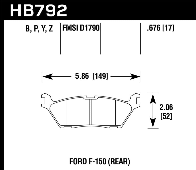 Pastillas de freno traseras Hawk 15 Ford F-150 Performance Ceramic Street