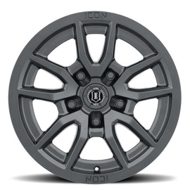 ICON Vector 5 Rueda negra satinada de 17 x 8,5 5 x 5 -6 mm con desplazamiento de 4,5 pulgadas BS y diámetro de 71,5 mm