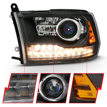 Cargar imagen en el visor de la galería, ANZO 2009-2018 Dodge Ram 1500 Proyector Faros delanteros estilo tablón Halo con interruptor negro mate
