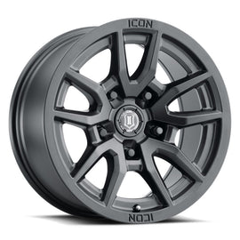 ICON Vector 5 Rueda negra satinada de 17 x 8,5 5 x 5 -6 mm con desplazamiento de 4,5 pulgadas BS y diámetro de 71,5 mm