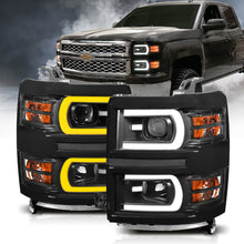 Cargar imagen en el visor de la galería, ANZO 14-15 Chevrolet Silverado 1500 Faros delanteros proyectores con interruptor estilo tablón negro con ámbar
