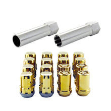 Cargar imagen en el visor de la galería, McGard SplineDrive Tuner 4 Lug Install Kit w/Locks &amp; Tool (Cone) M12x1.5 / 13/16 Hex - Gold (CS)