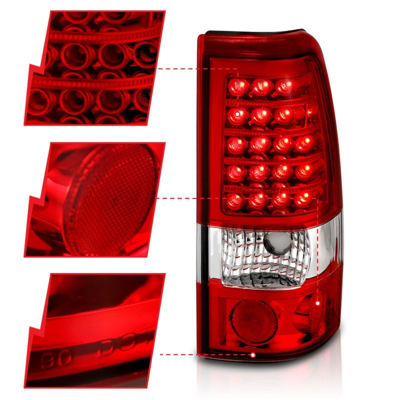 ANZO 1999-2007 Chevrolet Silverado 1500 luces traseras LED rojo/transparente