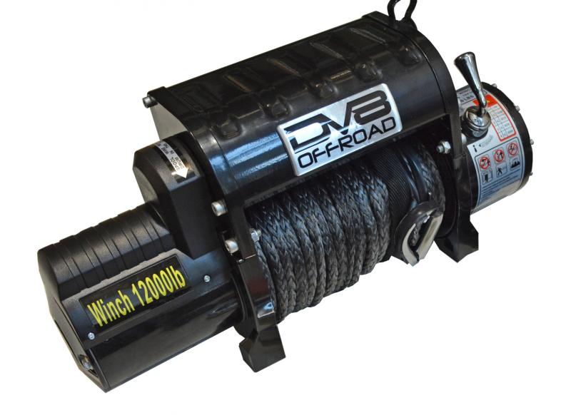 Cabrestante DV8 Offroad de 12000 LB con cable sintético y control remoto inalámbrico - Negro
