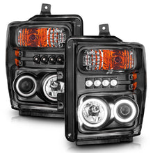 Cargar imagen en el visor de la galería, ANZO 2008-2010 Ford F-250 Faros delanteros con proyector con halo negro (CCFL)