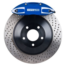 Cargar imagen en el visor de la galería, StopTech 08-09 Honda Civic Si 1PC Rotor Blue ST-41/Pads/SS Lines Touring Drilled Front Brake Kit