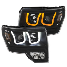 Cargar imagen en el visor de la galería, ANZO 2009-2014 Ford F-150 Faros delanteros proyectores con barra en U, color negro con ámbar