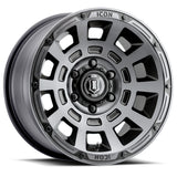 ICON Thrust 17x8.5 5x150 25mm Offset 5.75in BS Rueda de tinte negro satinado ahumado