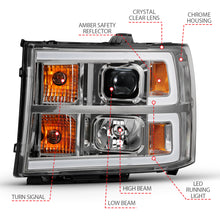 Cargar imagen en el visor de la galería, ANZO 2007-2013 Gmc Sierra 1500 Proyector Faro estilo tablón cromado con lente transparente ámbar