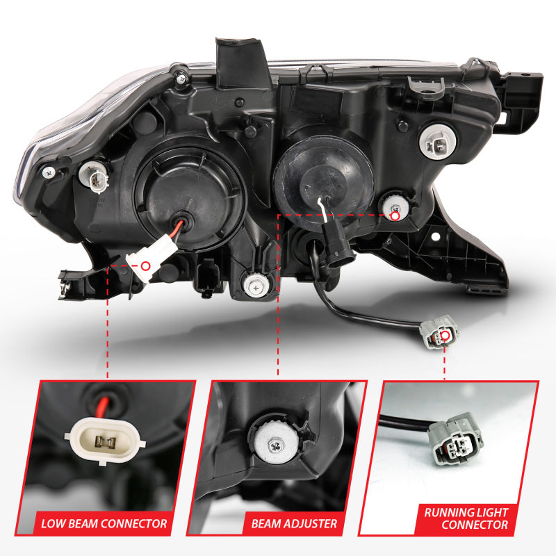 ANZO Faros delanteros proyectores Toyota Tacoma 2016-2017 con diseño estilo tablón, negro/ámbar con DRL