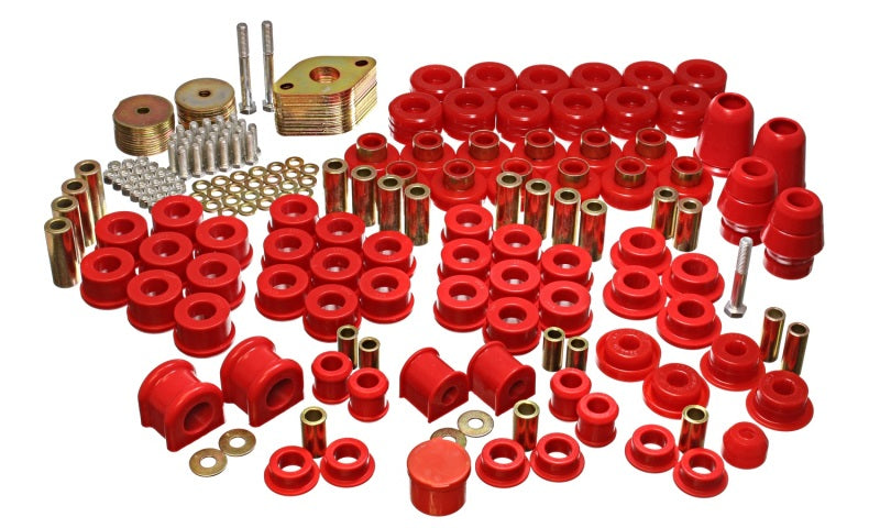 Suspensión energética 07-11 Jeep JK 4dr Juego de bujes maestros Hyper-Flex rojos