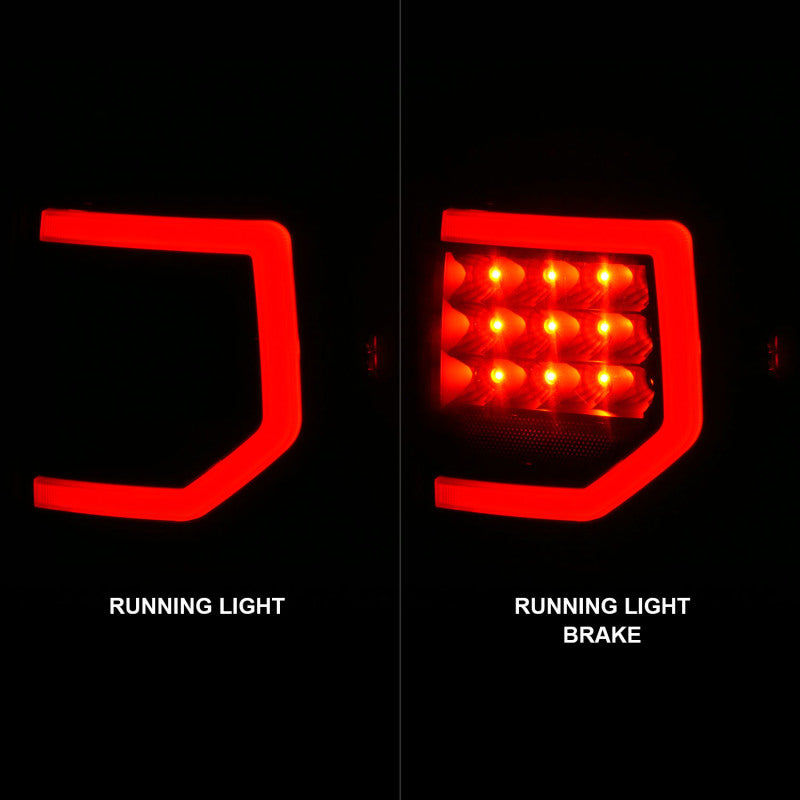 Anzo 07-11 Toyota Tundra Luces traseras LED completas Carcasa negra Lente ahumada G2 (con barras de luz C)