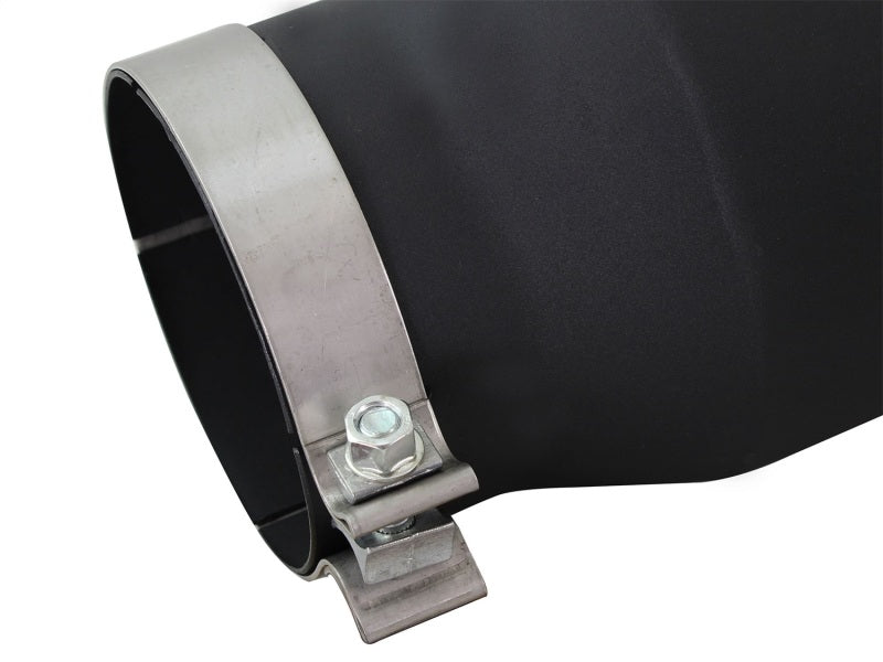 aFe MACHForce XP Punta de escape de acero inoxidable 304 de 5 pulgadas, 5 pulgadas x 7 salidas x 12 L de entrada, atornillada a la derecha, negra